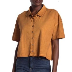 NWT Free People Weekend Rush Button Top Copper XS